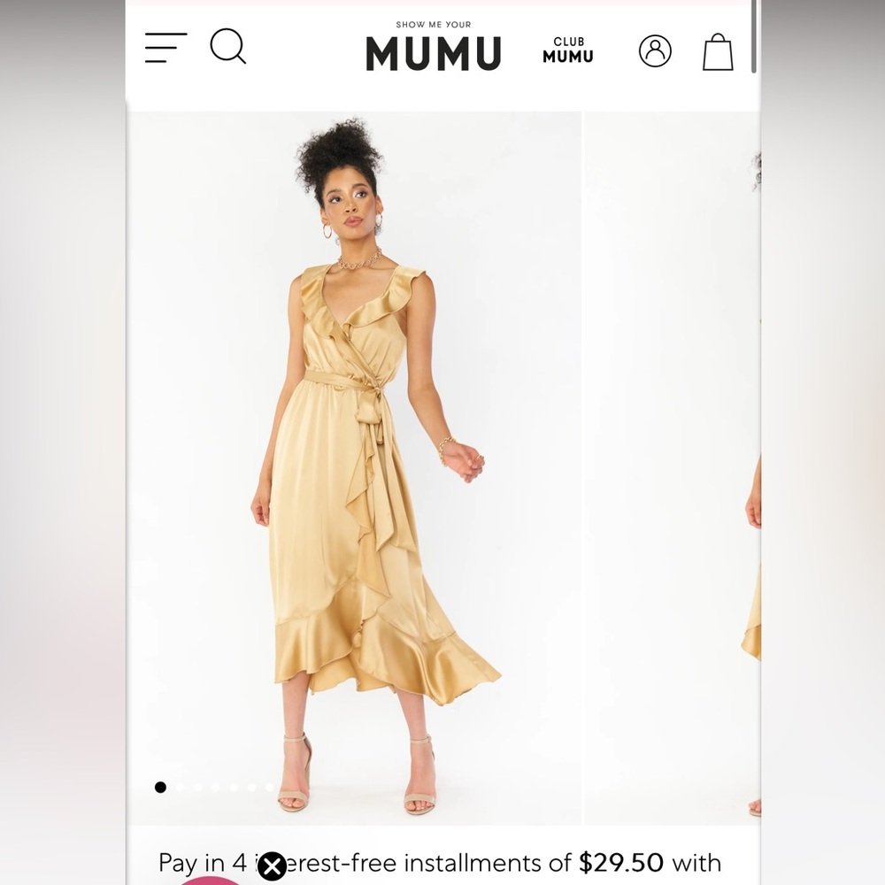 True Gold Luxe Satin Samantha Ruffle Dress